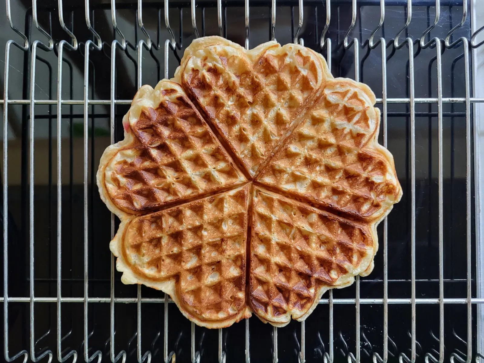 Waffle on a cooling rack